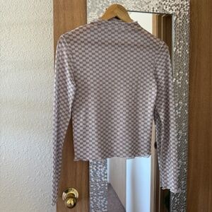 DAZY mesh long sleeve checkered top_gray purple_small